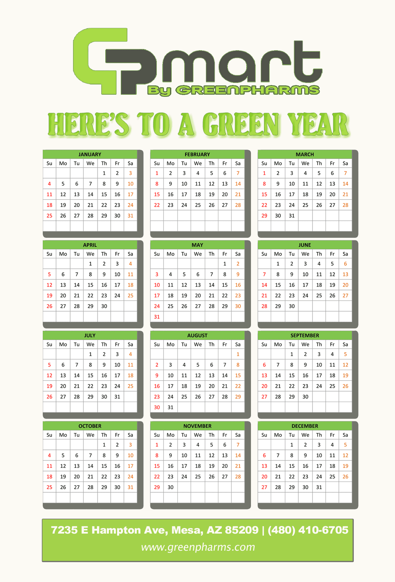 Vertical GP Mart calendar magnet design