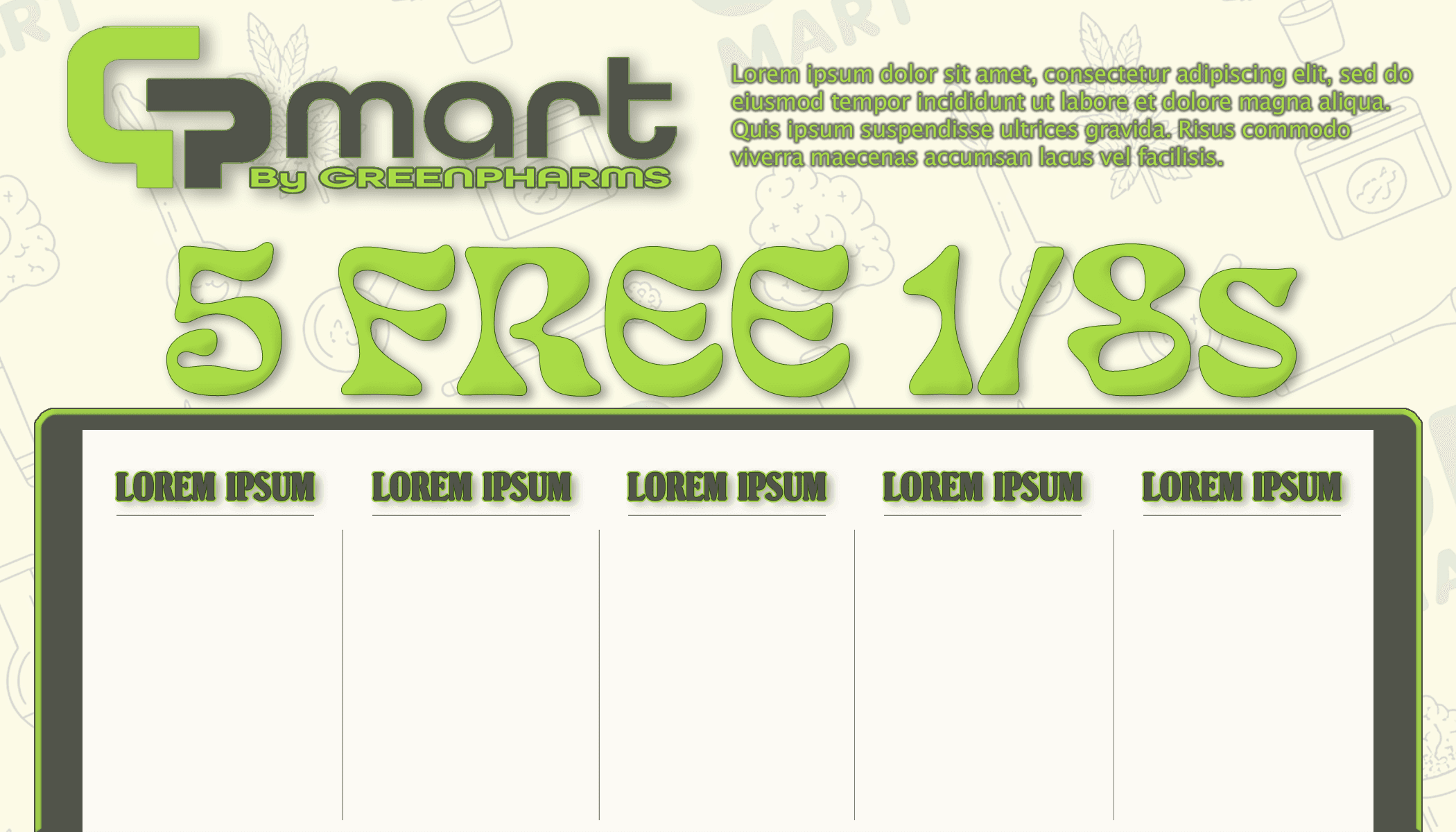 Five Eighths GP Mart coupon-book concept artwork